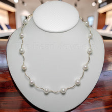 Load image into Gallery viewer, White Pearl &amp; 14k Gold Spiral Tube Tin-Cup Necklace
