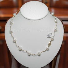 Load image into Gallery viewer, White Pearl &amp; 14k Gold Spiral Tube Tin-Cup Necklace