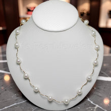 Load image into Gallery viewer, White Pearl &amp; 14k Gold Spiral Tube Tin-Cup Necklace