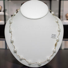 Load image into Gallery viewer, White Pearl &amp; 14k Gold Spiral Tube Tin-Cup Necklace