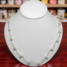Load image into Gallery viewer, White Pearl &amp; 14k Gold Spiral Tube Tin-Cup Necklace