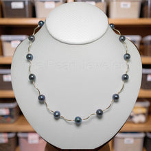 Load image into Gallery viewer, Black Pearl &amp; 14k Yellow Gold Spiral Tube Necklace