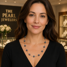 Load image into Gallery viewer, Black Pearl &amp; 14k Yellow Gold Spiral Tube Necklace