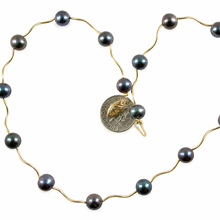 Load image into Gallery viewer, Black Pearl &amp; 14k Yellow Gold Spiral Tube Necklace