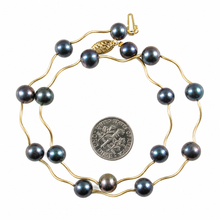 Load image into Gallery viewer, Black Pearl &amp; 14k Yellow Gold Spiral Tube Necklace