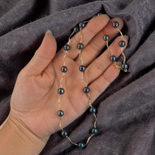Load image into Gallery viewer, Black Pearl &amp; 14k Yellow Gold Spiral Tube Necklace