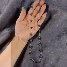 Load image into Gallery viewer, Black Pearl &amp; 14k Yellow Gold Spiral Tube Necklace