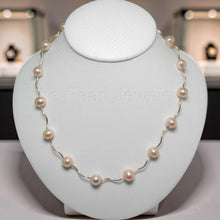 Load image into Gallery viewer, Pink Pearl &amp; 14k Yellow Gold Spiral Tube Necklace