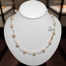 Load image into Gallery viewer, Pink Pearl &amp; 14k Yellow Gold Spiral Tube Necklace