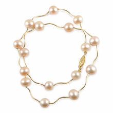Load image into Gallery viewer, Pink Pearl &amp; 14k Yellow Gold Spiral Tube Necklace