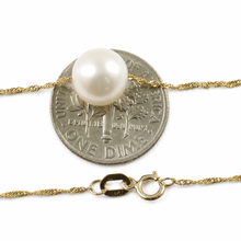 Load image into Gallery viewer, White Pearl on 14k Gold Singapore Chain Necklace