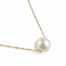 Load image into Gallery viewer, White Pearl on 14k Gold Singapore Chain Necklace