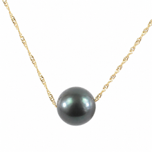 Load image into Gallery viewer, Black Pearl on 14k Gold Singapore Chain Necklace