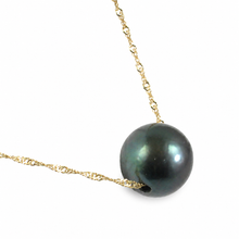 Load image into Gallery viewer, Black Pearl on 14k Gold Singapore Chain Necklace