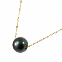 Load image into Gallery viewer, Black Pearl on 14k Gold Singapore Chain Necklace