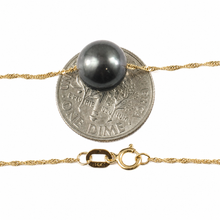 Load image into Gallery viewer, Black Pearl on 14k Gold Singapore Chain Necklace