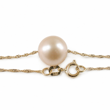 Load image into Gallery viewer, Pink Pearl on 14k Gold Singapore Chain Necklace