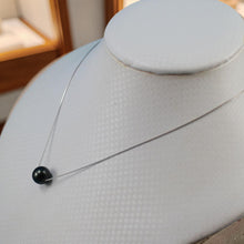 Load image into Gallery viewer, Black Pearl on 14k White Gold Box Chain Necklace
