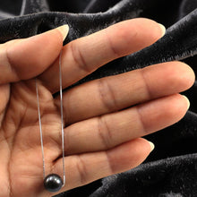 Load image into Gallery viewer, Black Pearl on 14k White Gold Box Chain Necklace