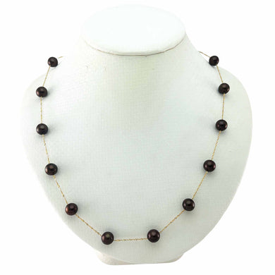 Chocolate Pearl Tin-Cup Necklace in 14k Gold