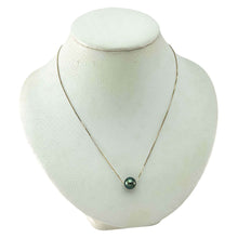 Load image into Gallery viewer, AAA Black Pearl Slider Necklace on 14k Yellow Gold