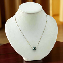 Load image into Gallery viewer, AAA Black Pearl Slider Necklace on 14k Yellow Gold