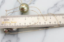 Load image into Gallery viewer, AAA Black Pearl Slider Necklace on 14k Yellow Gold