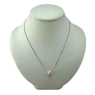 AAA Pink Pearl Slider Necklace on 14k Yellow Gold