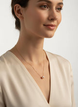 Load image into Gallery viewer, AAA Pink Pearl Slider Necklace on 14k Yellow Gold
