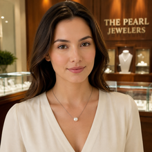 Load image into Gallery viewer, AAA White Pearl Slider Adjustable Necklace on 14k White Gold