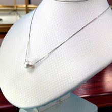Load image into Gallery viewer, AAA White Pearl Slider Adjustable Necklace on 14k White Gold