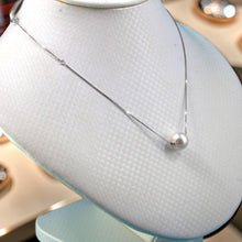 Load image into Gallery viewer, AAA White Pearl Slider Adjustable Necklace on 14k White Gold