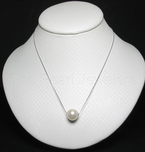 8510115 AAA HIGH GRADE WHITE PEARL BE SLIDE 14K WHITE GOLD CHAIN