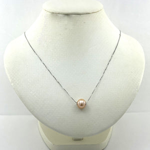 8510117 AAA PINK PEARL TO BE SLIDE ON 14K WHITE GOLD CHAIN TO FIT YOUR STYLE