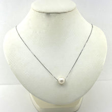 Load image into Gallery viewer, 8510215 AAA QUALITY WHITE PEARL BE SLIDE ON 14K WHITE GOLD BOX CHAIN ADJUSTABLE