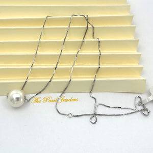 8510215 AAA QUALITY WHITE PEARL BE SLIDE ON 14K WHITE GOLD BOX CHAIN ADJUSTABLE