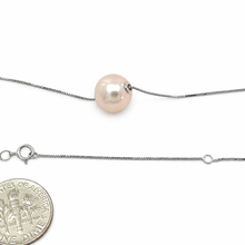 Load image into Gallery viewer, AAA Pale Pink Pearl Slider Necklace on 14k White Gold