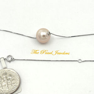 8510217 AAA QUALITY PINK PEARL BE SLIDE ON 14K WHITE GOLD BOX CHAIN