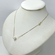 Load image into Gallery viewer, 8510410-14Kt-Yellow-Gold-Box-Chain-White-Pearl-Necklace