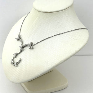 880001 18KT SOLID WHITE GOLD SIMPLE YET UNIQUE BEAUTIFUL DIAMONDS NECKLACE