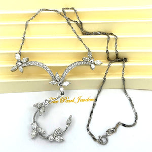 880001 18KT SOLID WHITE GOLD SIMPLE YET UNIQUE BEAUTIFUL DIAMONDS NECKLACE