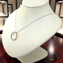 Load image into Gallery viewer, 14K Solid Yellow Gold Circle Diamond Pendant Necklace