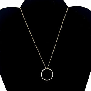 880070 ELEGANT BEAUTIFUL 14K SOLID YELLOW GOLD CIRCLE DIAMOND PENDANT NECKLACE