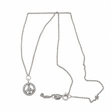 Load image into Gallery viewer, 14K Solid White Gold Peace Sign Mini Diamond Necklace