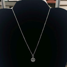 Load image into Gallery viewer, 14K Solid White Gold Peace Sign Mini Diamond Necklace