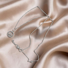 Load image into Gallery viewer, 14K Solid White Gold Peace Sign Mini Diamond Necklace