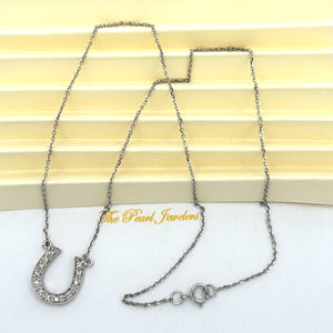 880072 Classic Diamonds Horseshoe 14kt Solid White Gold Necklace