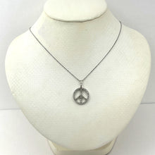 Load image into Gallery viewer, 880073 BEAUTIFUL PEACE SIGN DIAMONDS 14KT SOLID WHITE GOLD NECKLACE