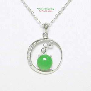 8 mm Green Jade & Cubic Zirconia Sterling Silver Pendant