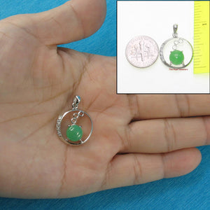 8 mm Green Jade & Cubic Zirconia Sterling Silver Pendant